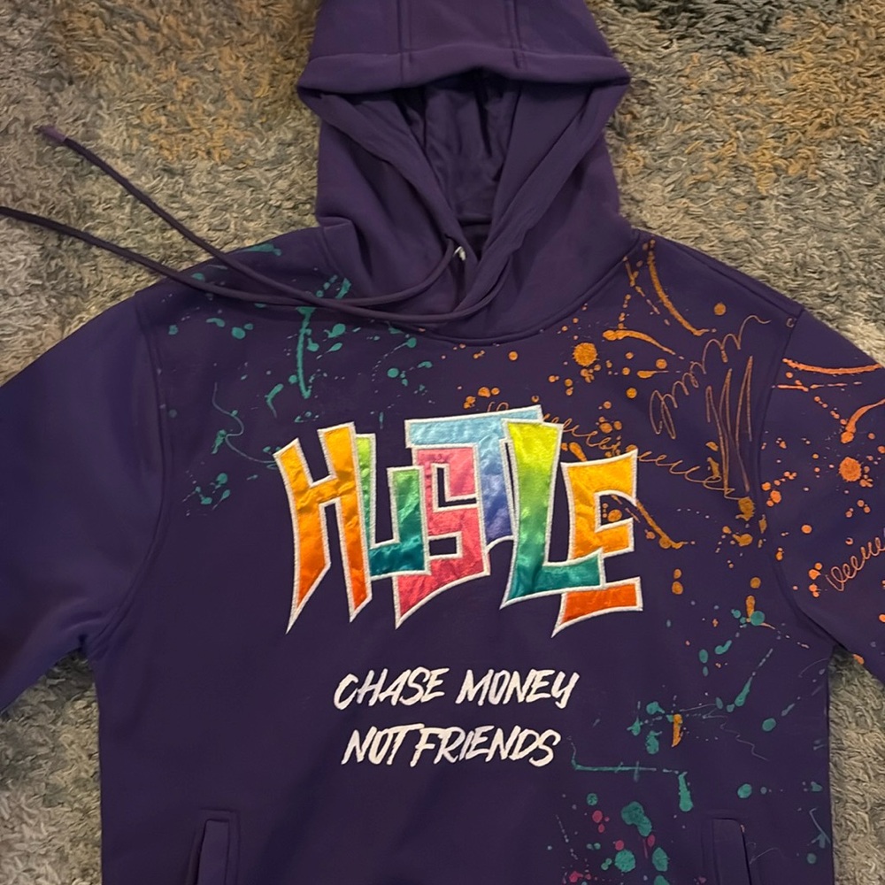 Switch Remarkable Purple Hustle Hoodie Chase Money Not Friends Sweater Pullover